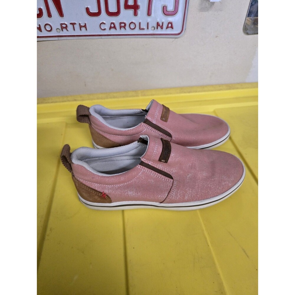 XTRATUF Women's Canvas Sharkbyte Deck Salmon/Brown Slip On Shoes Size 8.5